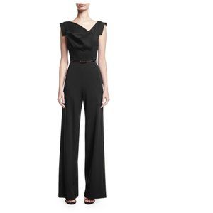 Black Halo Jackie Cap-Sleeve Belted Jumpsuit
